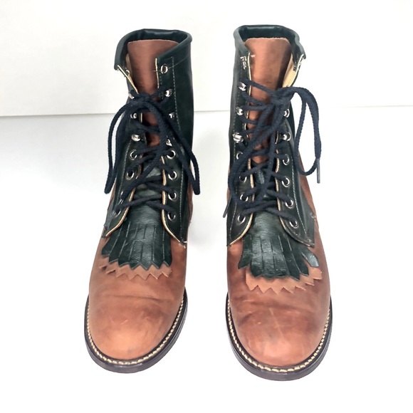 Kiltie Women’s Leather Riding Boots Lace-Up Brown - Picture 2 of 10